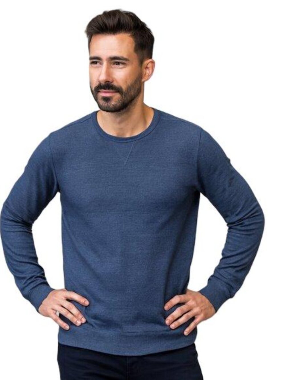 Sonoma Men’s Pullover Sweater Long Sleeve Crew Neck Heathered Blue Gray Large